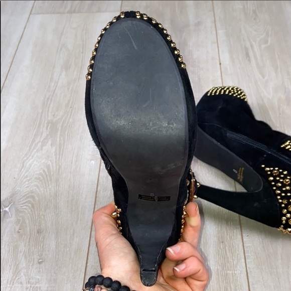 JEFFREY CAMPBELL Black Suede Gold Studded Booties - Picture 11 of 11